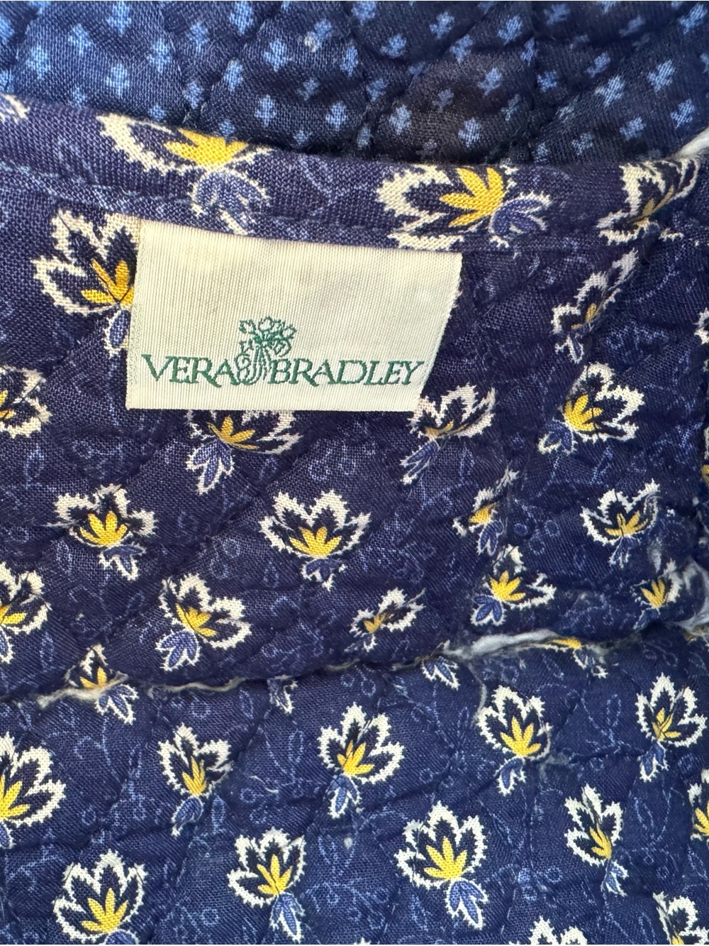 Vintage Vera Bradley Blue Maison Yellow Floral Mini Duffel/Shoulder/Travel Bag - Picture 5 of 5